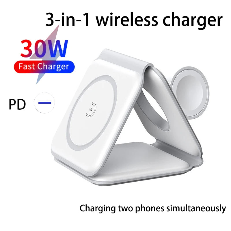 Qi2 SmartCharge 3 In 1 Wireless Charging Station Portable Foldable - Magnetic Alignment And 15W Fast Charging by Tech-Home Store