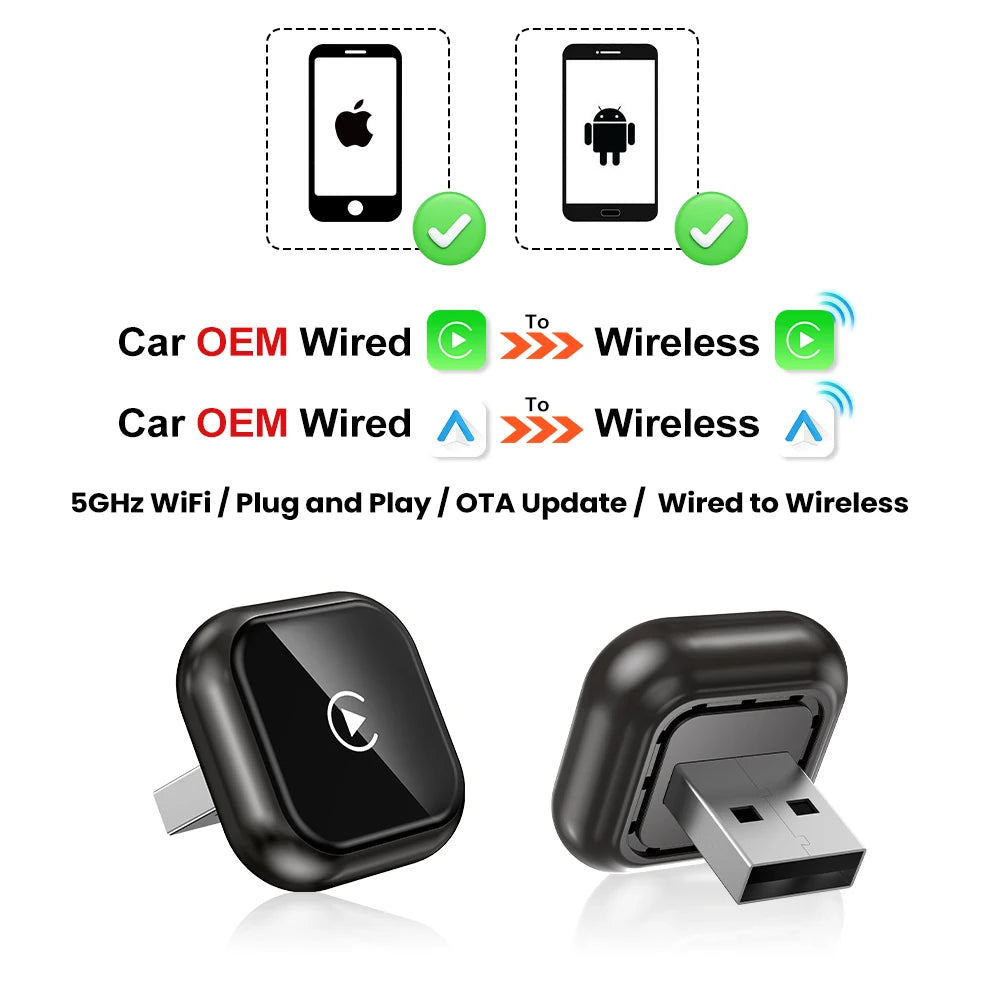 2026 NEW Wireless Carplay Adapter Android Auto 2in 1 Smart Dongle For iphone Android Phone For Volvo Benz Mg Kia Chery VW Honda by Tech-Home Store