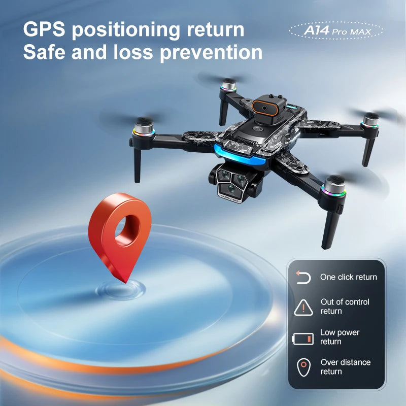 SkyTech A14 Pro Max Drone - Dual 8K HD Cameras With 5G WiFi GPS And Brushless Motors by Tech-Home Store