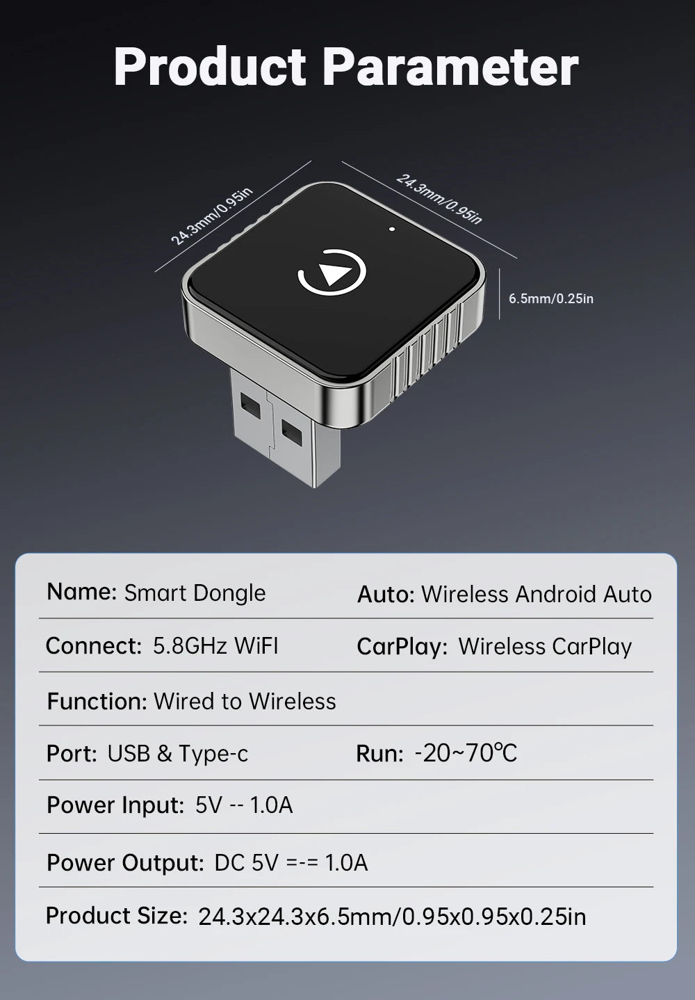 New Super Mini Carplay AI Box Wired to Wireless CarPlay/Android Auto 2in1 Box 5GHz WiFi5 for 99% Original Wired CarPlay/Auto Car by Tech-Home Store