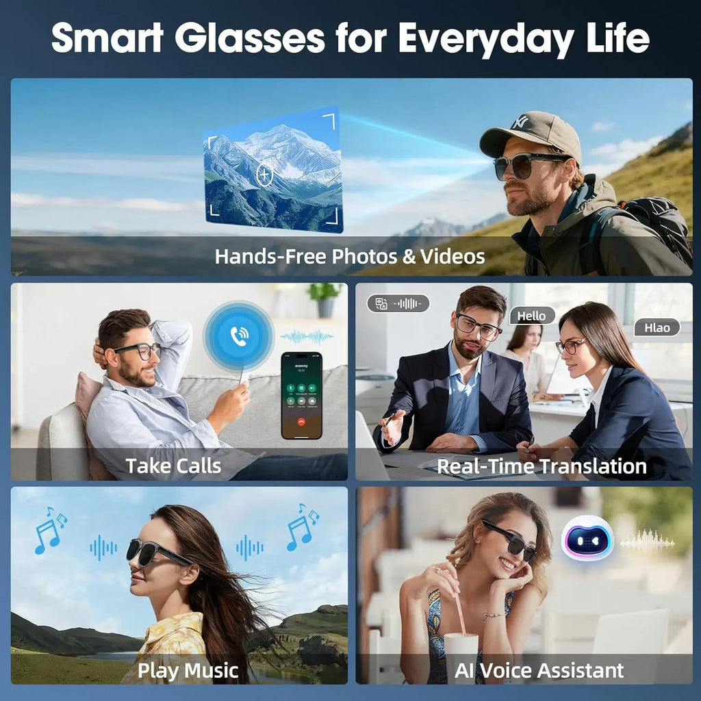 VisionTech NovaSight 4K 8MP Smart Glasses - Real Time Translation Over 150 Languages With ChatGPT AI by Tech-Home Store