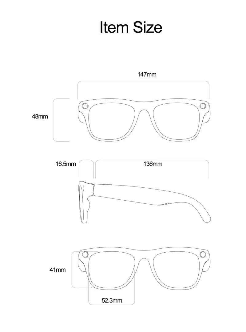 NovaTech VisionGlass 4K AI Smart Glasses - 800W Pixel Camera and Real Time Translation in 75 Languages by Tech-Home Store