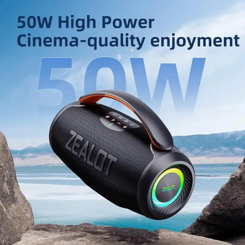 ZEALOT-P11 Bluetooth Speaker 50W Wireless Party Speaker with Bluetooth 5.4 Stereo Sound Comfortable handle Controllable Lightin Portable For Outdoors Long Battery Life by Tech-Home Store