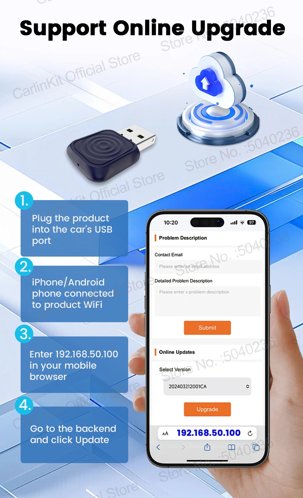 CarlinKit 5.0 Mini Ultra Wireless Adapter Wireless CarPlay Android Auto For OEM Car Plug and Play WiFi Bluetooth Auto Connection by Tech-Home Store