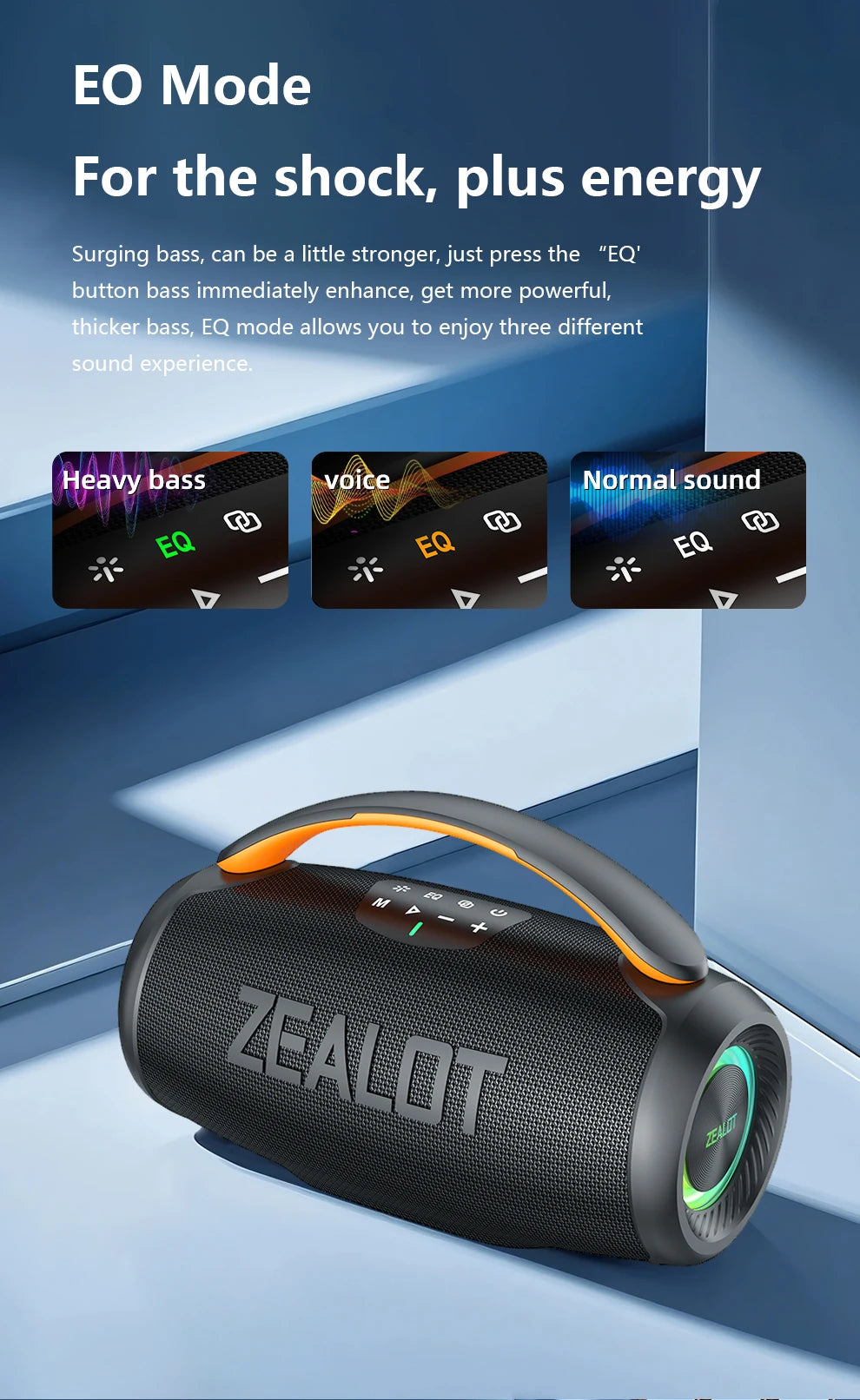 ZEALOT-P11 Bluetooth Speaker 50W Wireless Party Speaker with Bluetooth 5.4 Stereo Sound Comfortable handle Controllable Lightin Portable For Outdoors Long Battery Life by Tech-Home Store