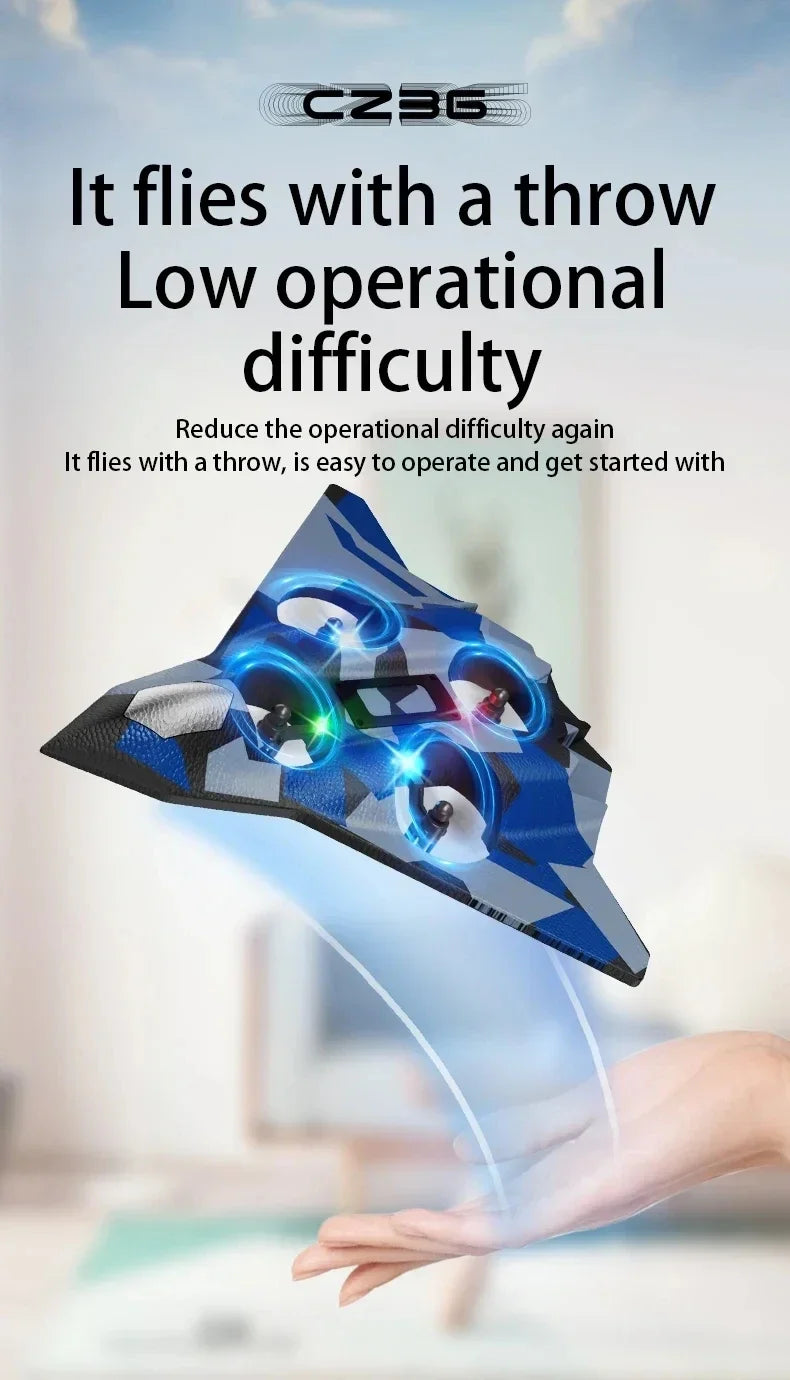 Remote Control Airplane RC Plane Helicopter 360° Flip Stunt Airplane with LED Radio EPP Foam Aircraft Fighter Jet Drone Fly Toy by Tech-Home Store