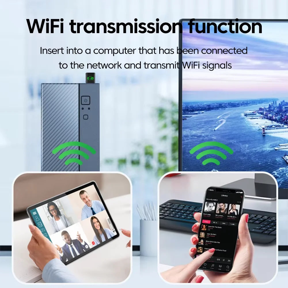 900Mbps USB WiFi Bluetooth 5.4 Adapter 2in1 Dongle Dual Band 2.4G 5GHz USB WiFi 6 Network Wireless Wlan Receiver DRIVER FREE by Tech-Home Store
