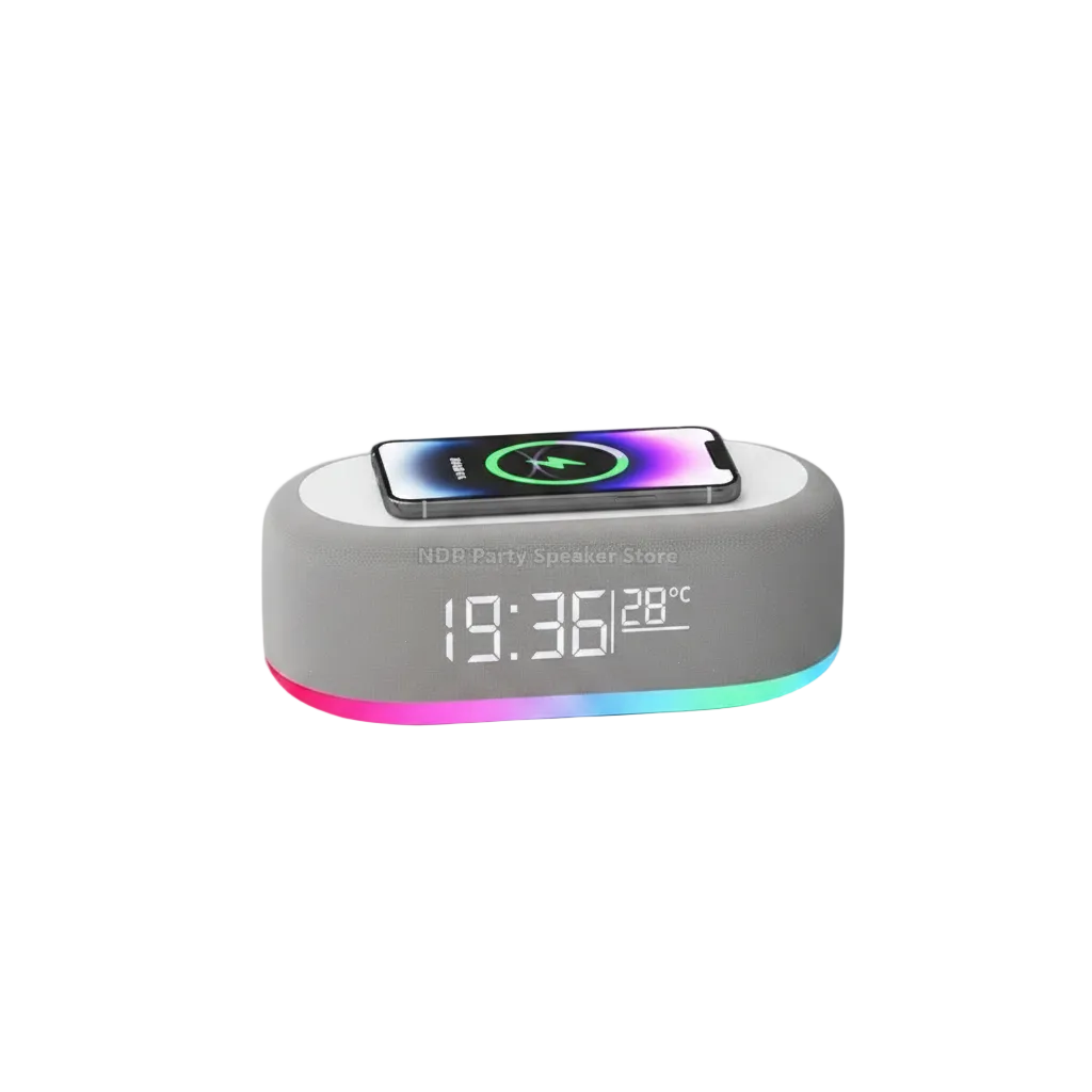 Bluetooth 6 In 1 Speaker Wake Up Clock RGB Night Light Wireless Charging iPhone by Tech-Home Store