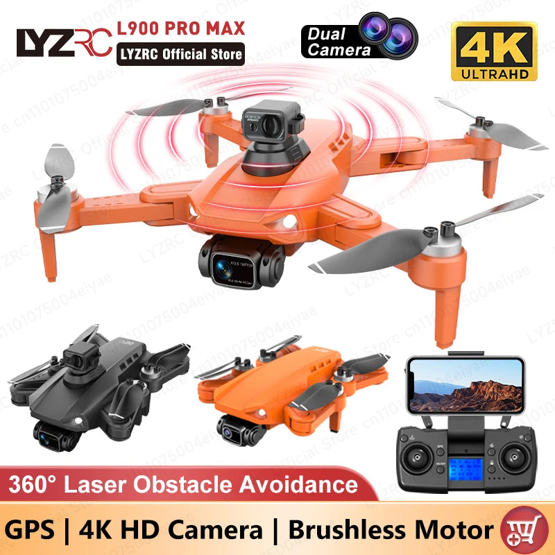 L900 PRO MAX 360 Degree Obstacle Avoidance GPS Drone - Dual 4K Cameras, 5G WiFi FPV, Foldable RC Quadcopter by Tech-Home Store