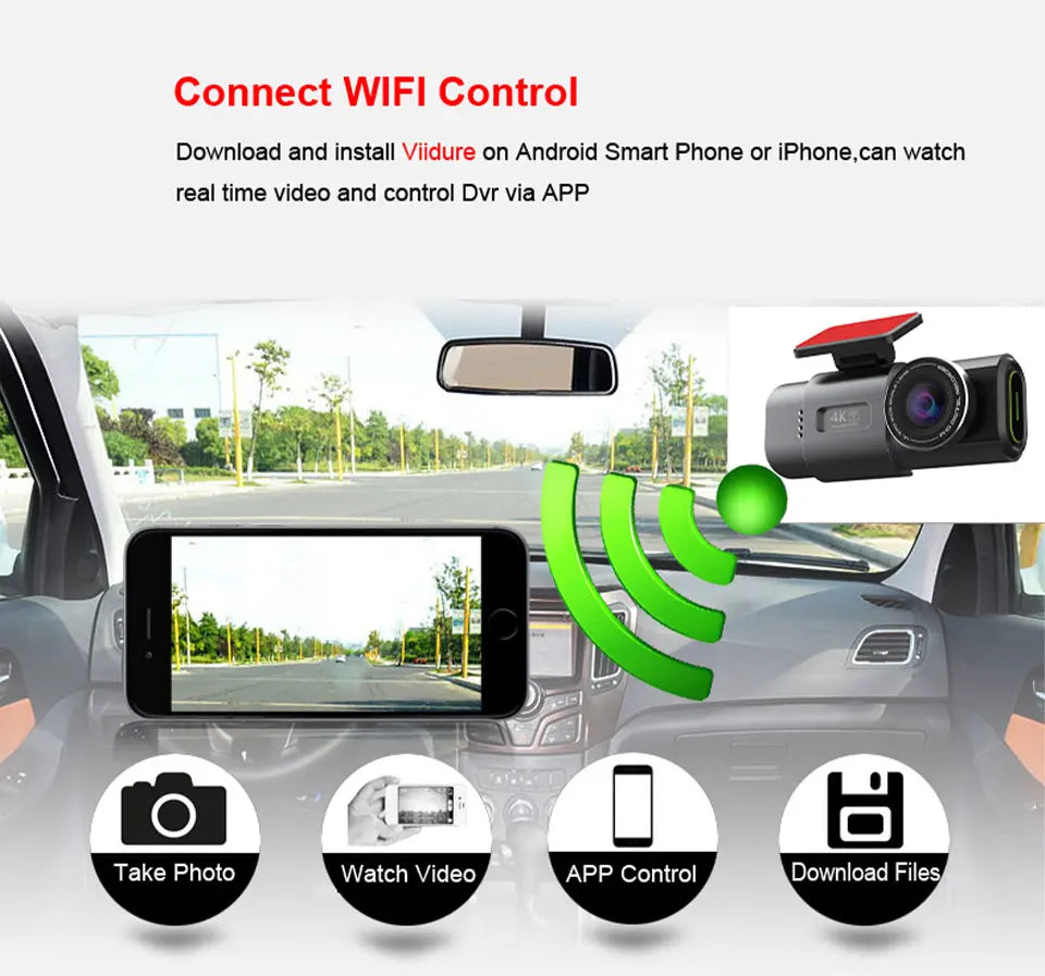 DashVision 4K Dual Dash Cam - Night Vision With WiFi GPS Loop Recording Parking Monitor by Tech-Home Store