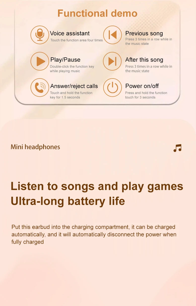 Wireless Bluetooth sleeping Headphones Noise canceling earbuds Hidden Headset Mini Invisible Earphones With Mic Sport Waterproof by Tech-Home Store