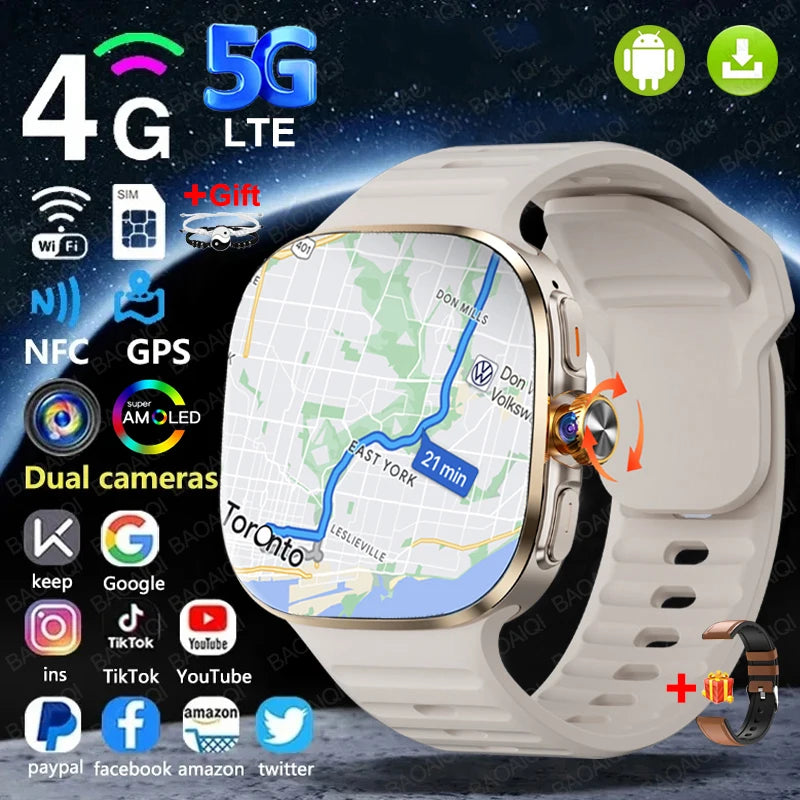5G/4G Full Network Smart Watch 720*720 AMOLED Screen Video Call 16GB+256GB RAM 2100 MAH Battery Google Play WIFI GPS Smartwatch by Tech-Home Store