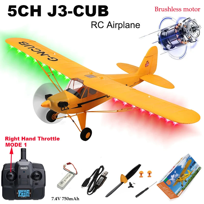 Hot Sale RC Plane RTF 2.4G Brushless Motor 3D/6G Remote Control Airplane Wltoys A160 Upgraded J3-CUB Ready To Fly by Tech-Home Store