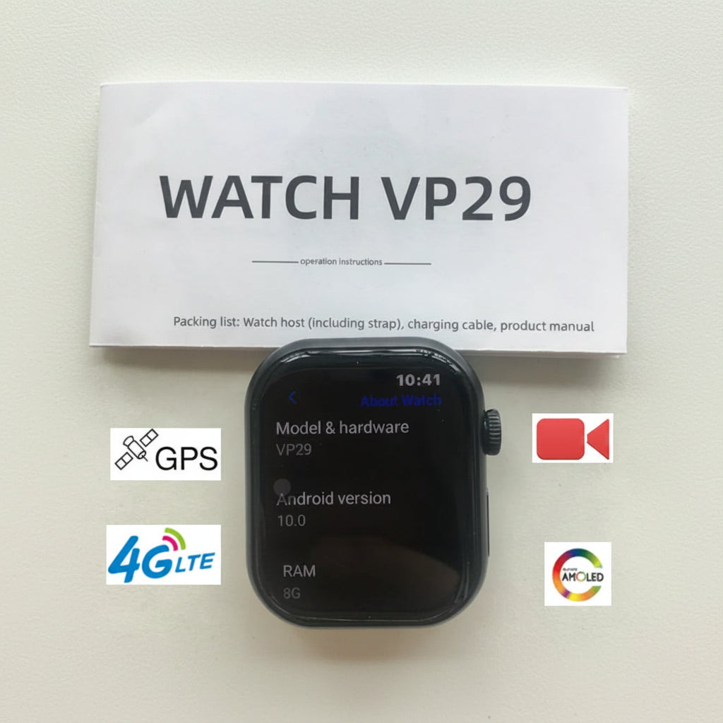 VP29 Smart Watch 4G Android SIM card 2.13" HD AMOLED Screen 800W Camera 1380mAh GPS WIFI Global Network smart watches for men by Tech-Home Store