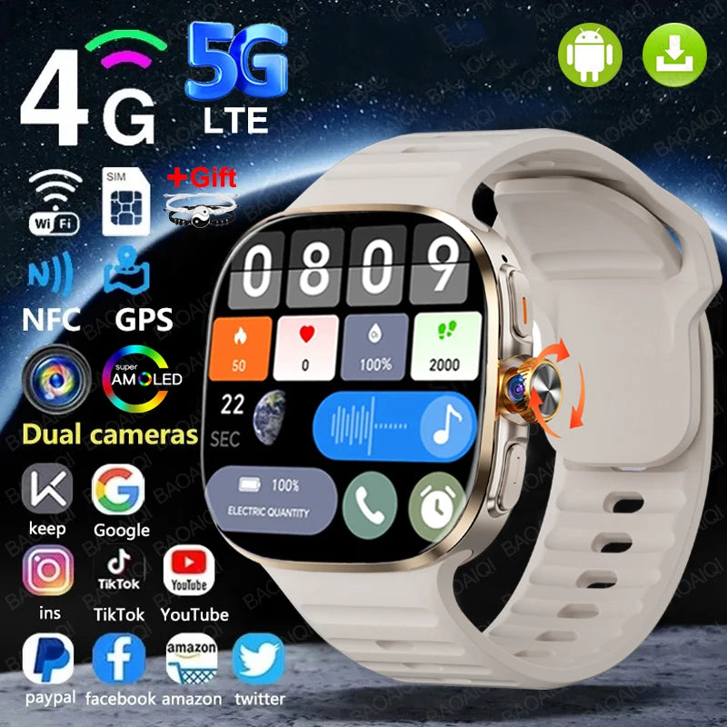 5G/4G Full Network Smart Watch 720*720 AMOLED Screen Video Call 16GB+256GB RAM 2100 MAH Battery Google Play WIFI GPS Smartwatch by Tech-Home Store
