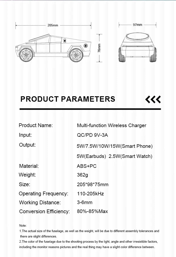 Cybertruck 3 In 1 Magnetic Fast Wireless Charger - Charge Three Devices Simultaneously by Tech-Home Store