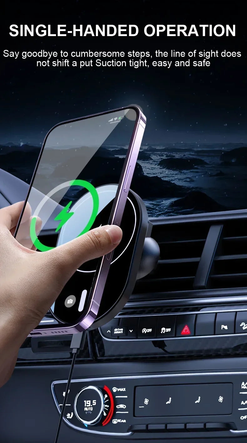 MagGrip Car Wireless Charger Holder For MagSafe iPhone 12 13 14 15 16 17 Pro Max On Air Vent - 15W Fast Charging by Tech-Home Store
