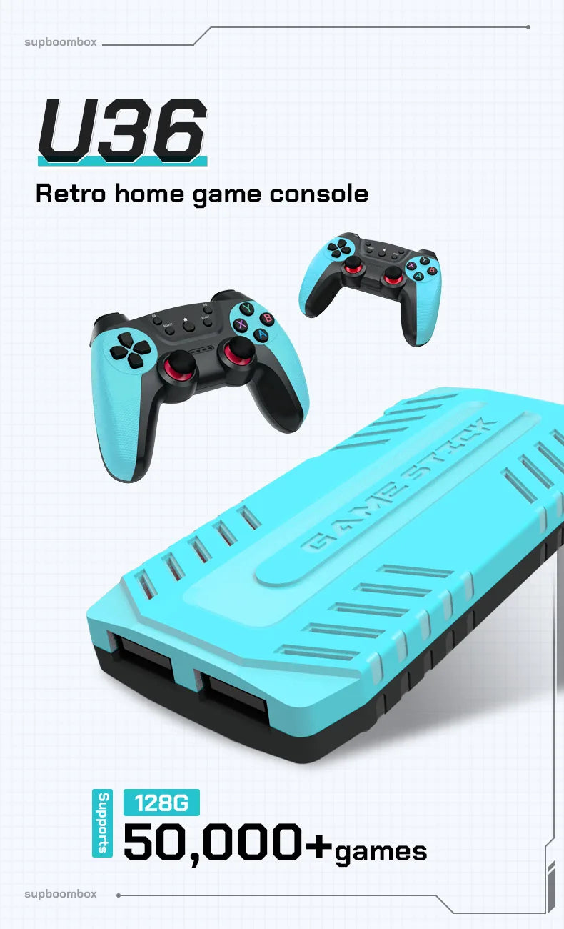 U36 Wireless Game Stick Retro Gaming Console S905 128G 50,000+ Games Support 40+ Classic Emulators For PS1/PSP 4K HDMI Kid Gifts by Tech-Home Store