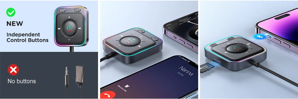 Joyroom Bluetooth 6.0 Wireless Receiver Car Adapter Enhanced Dual Mics ENC Noise Cancellation 3.5mm AUX Car Bluetooth Receiver by Tech-Home Store