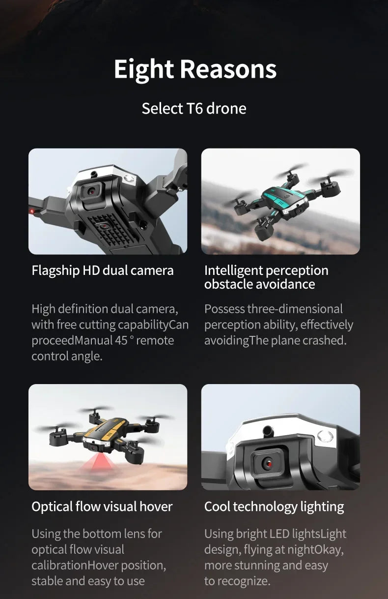 NovaTech G6 Drone - Dual Camera 5G Live Streaming Foldable GPS Quad With Obstacle Avoidance by Tech-Home Store