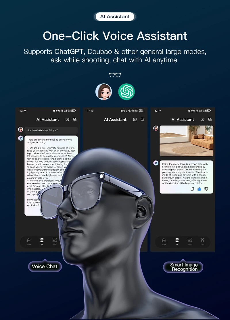 VisionTech NovaSight 4K 8MP Smart Glasses - Real Time Translation Over 150 Languages With ChatGPT AI by Tech-Home Store
