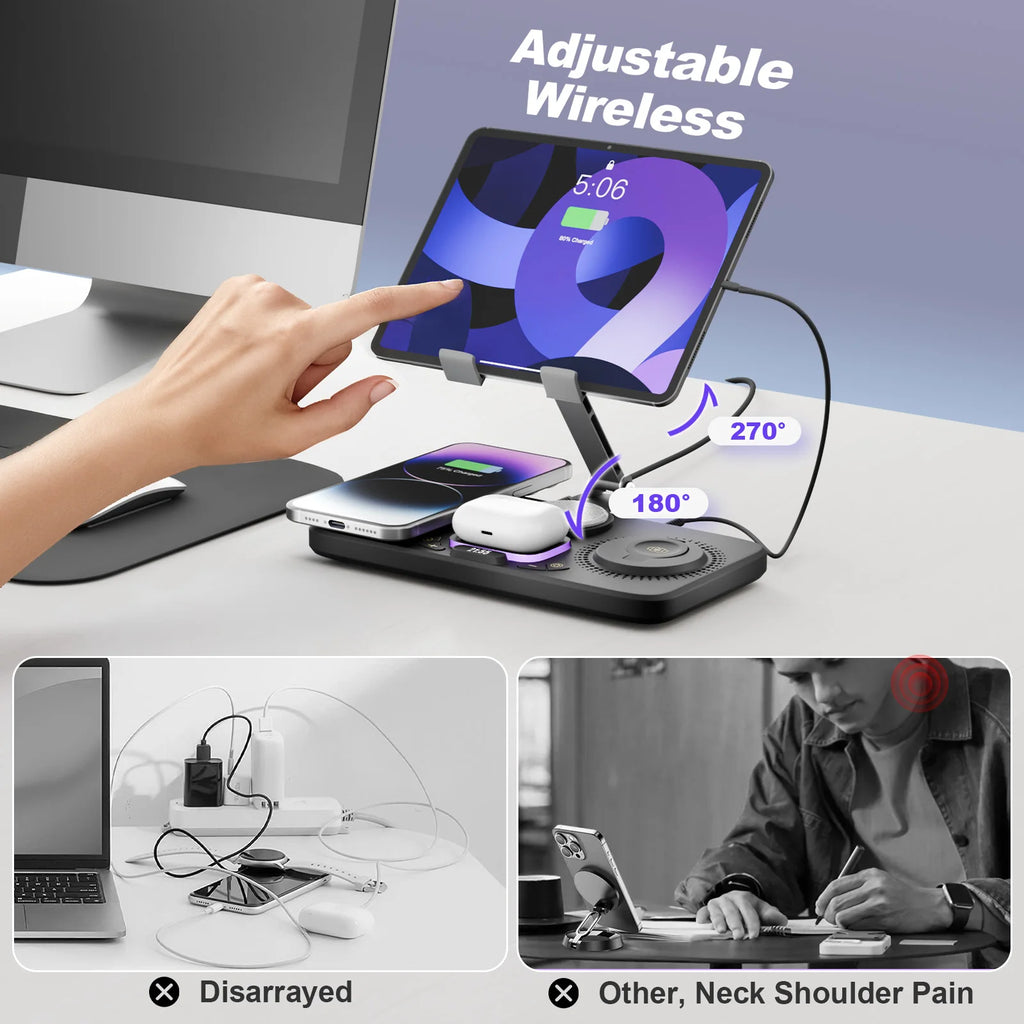 NovaCharge 7-in-1 Wireless Charging Station Magnetic 15W Foldable IPhone 17 16 15 14 13 Apple Watch AirPods - Fast 15W by Tech-Home Store