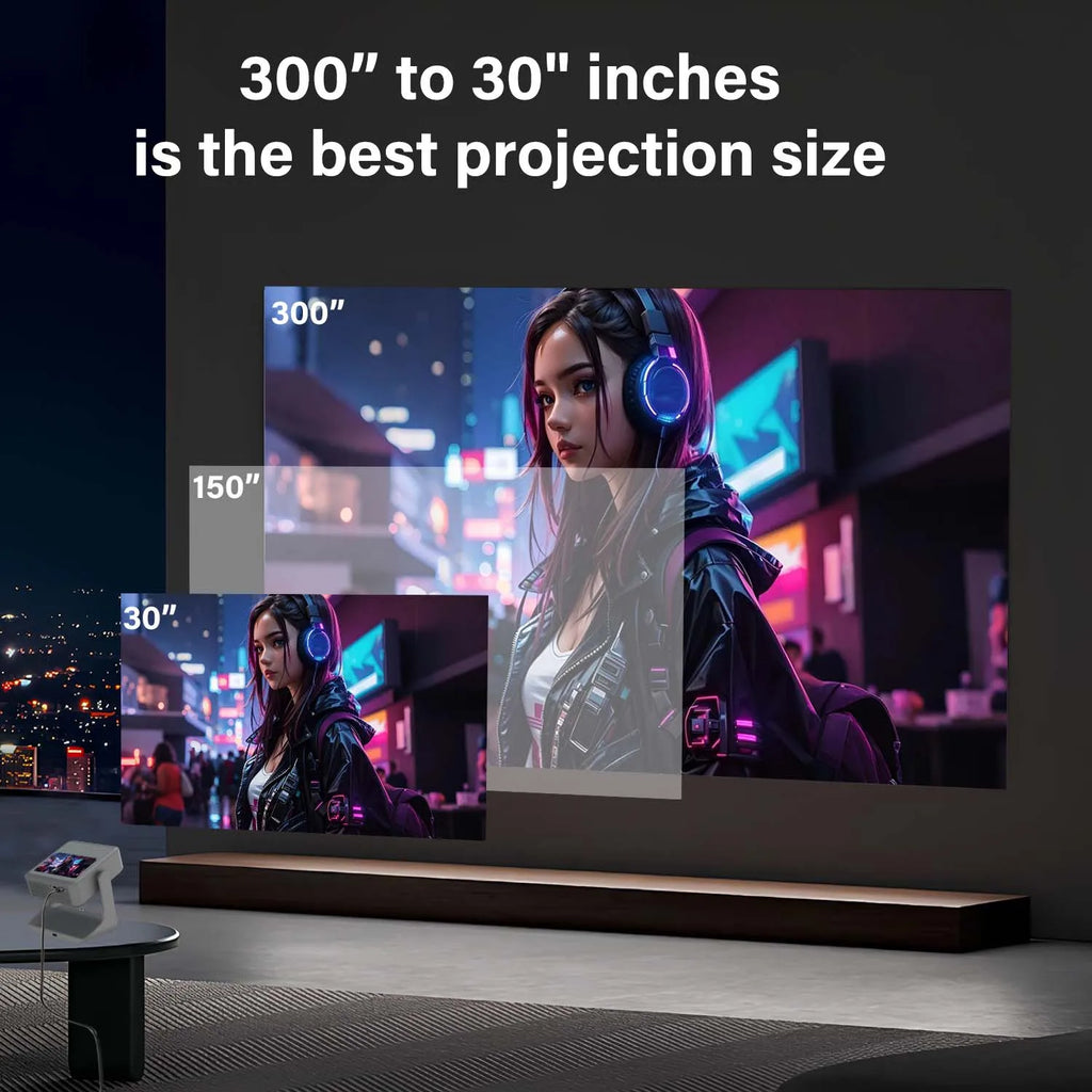 Netflix YouTube Projector - 8-Inch Android Mini with Touch Screen, 1080p Native, 4K Input, 180 Degree Rotation by Tech-Home Store