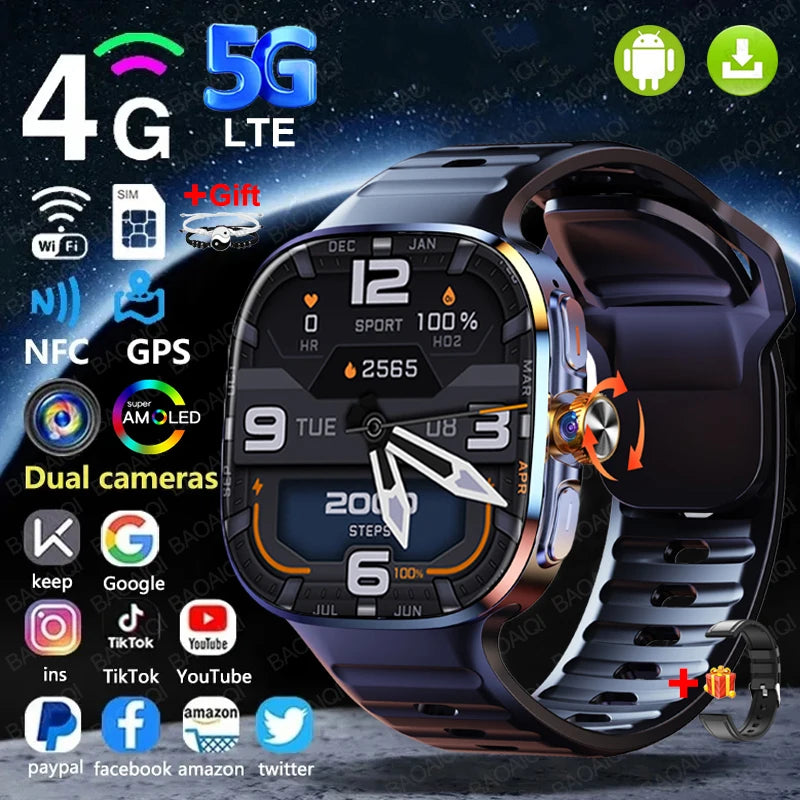 5G/4G Full Network Smart Watch 720*720 AMOLED Screen Video Call 16GB+256GB RAM 2100 MAH Battery Google Play WIFI GPS Smartwatch by Tech-Home Store