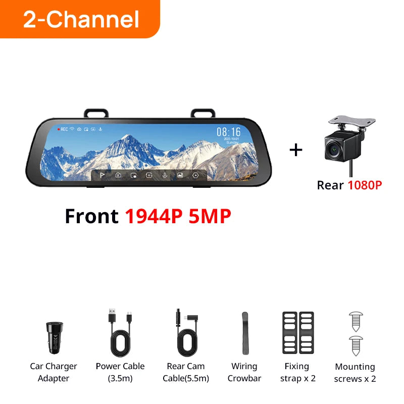 70mai Rearview Dash Cam S500 9.35'' Touch Screen 70mai S500 Car DVR 3K Super Capacitor Dual-Channel HDR Voice Control 24H Park by Tech-Home Store