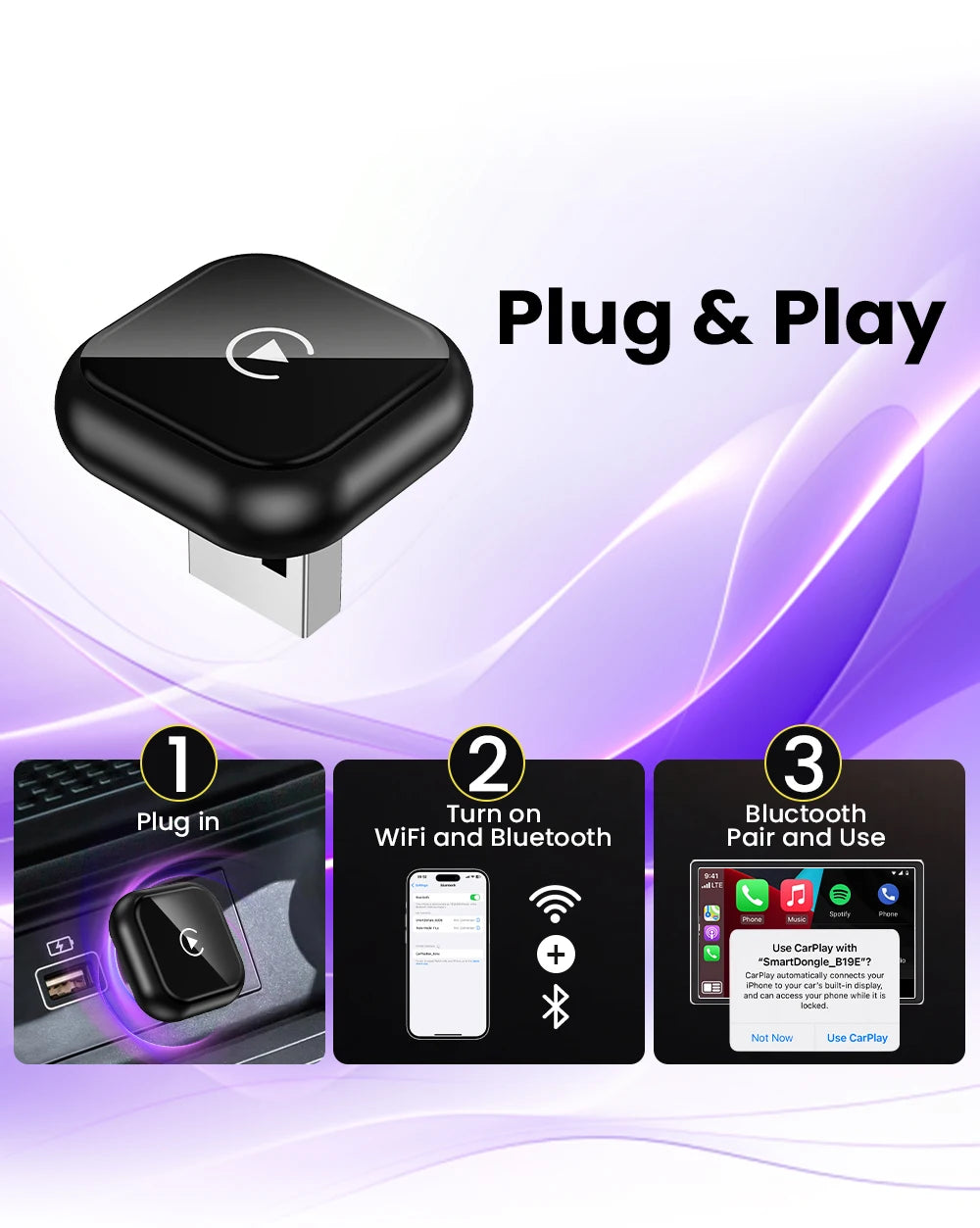 2026 NEW Wireless Carplay Adapter Android Auto 2in 1 Smart Dongle For iphone Android Phone For Volvo Benz Mg Kia Chery VW Honda by Tech-Home Store