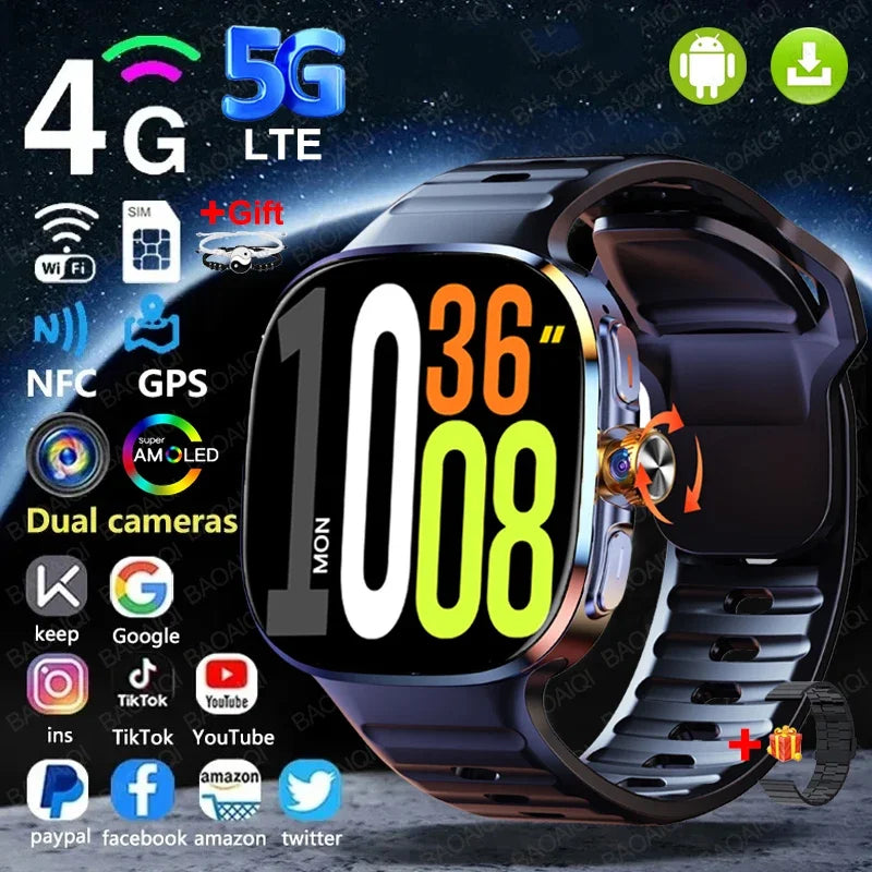 5G/4G Full Network Smart Watch 720*720 AMOLED Screen Video Call 16GB+256GB RAM 2100 MAH Battery Google Play WIFI GPS Smartwatch by Tech-Home Store
