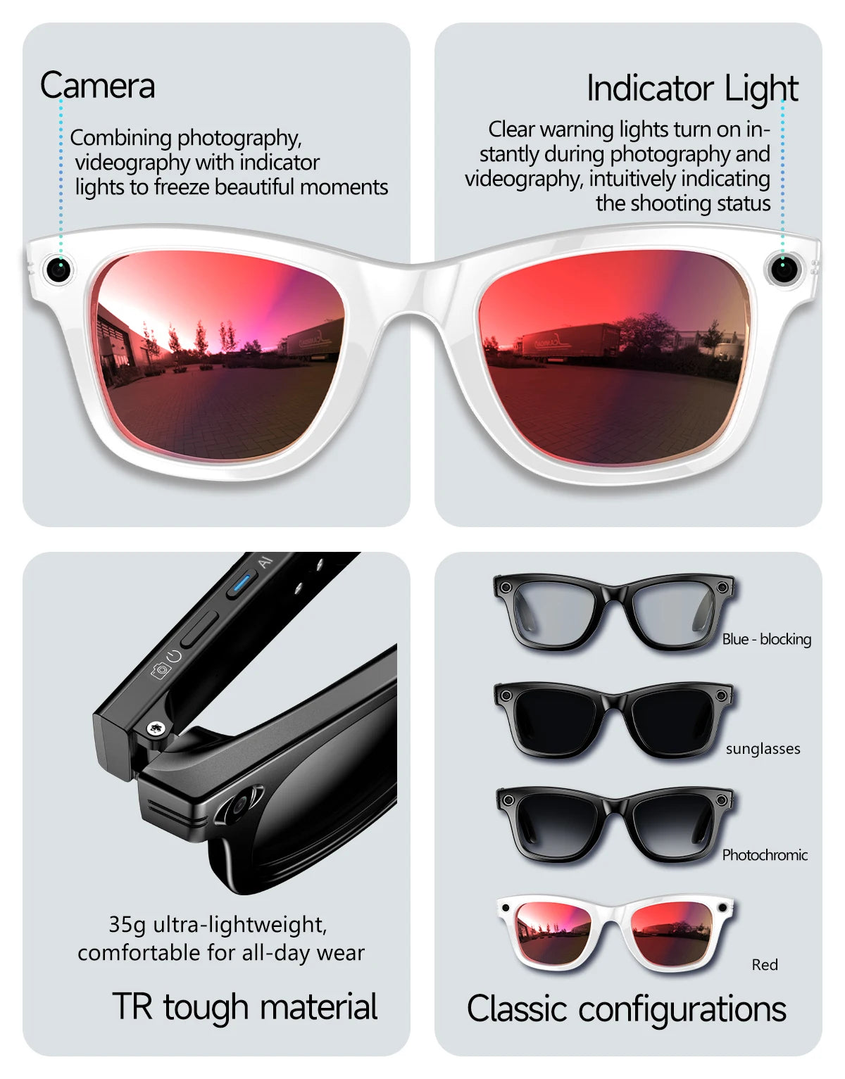 New 800W Camera AI Glasses Men Color-Changing Smart Translation Glasses Photo Video Recording Waterproof Call Smart Sunglasses by Tech-Home Store