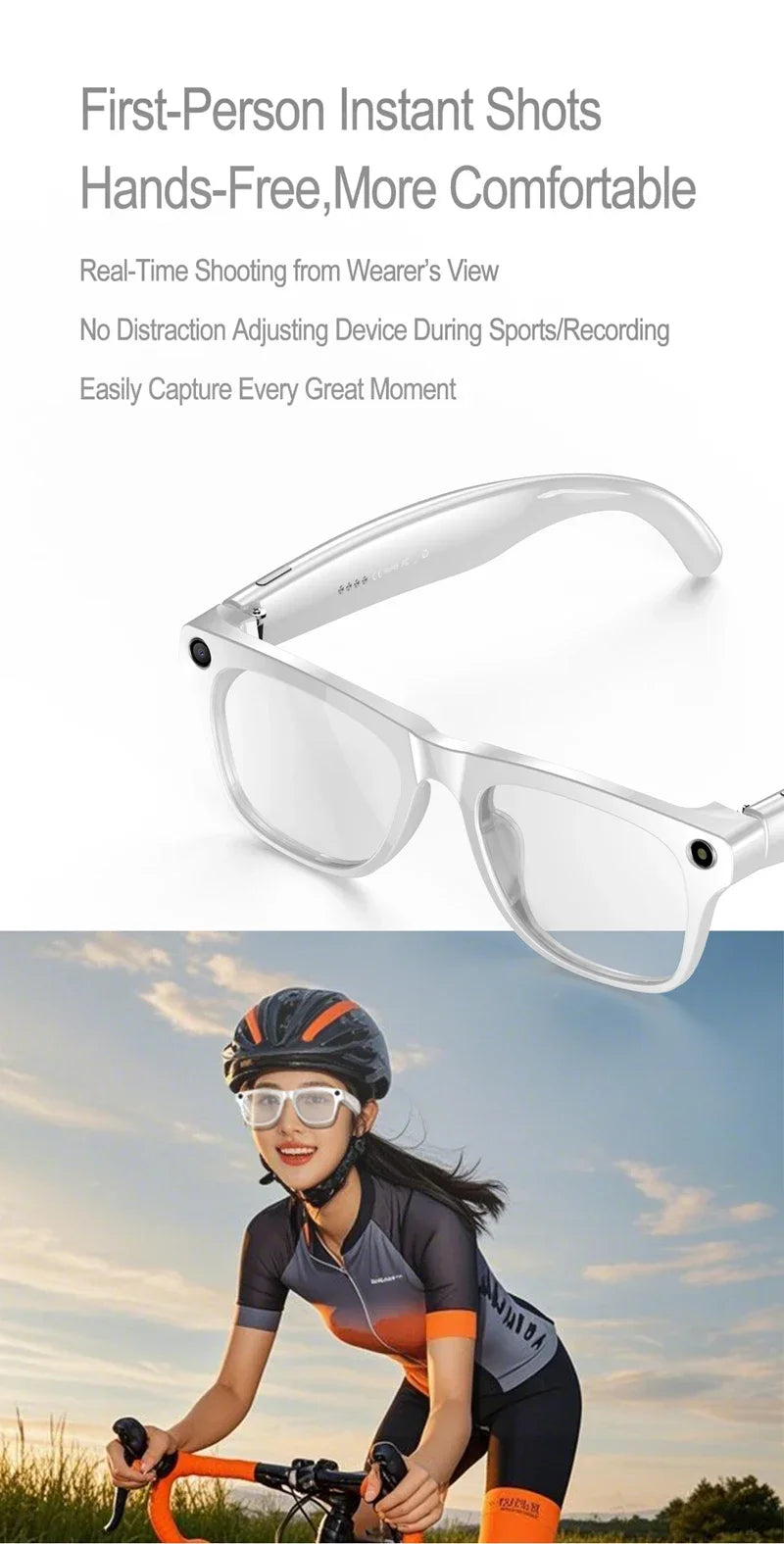 NovaTech VisionGlass 4K AI Smart Glasses - 800W Pixel Camera and Real Time Translation in 75 Languages by Tech-Home Store