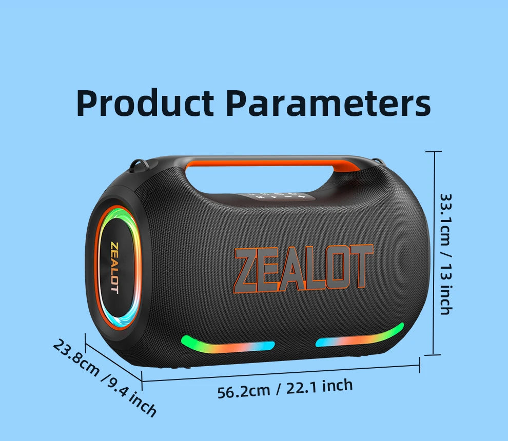 ZEALOT ZE41 Bluetooth Speaker, 300W RMS Peak 400W, High Volume Deep Bass, 48000mAh Battery, RGB Light, Waterproof by Tech-Home Store