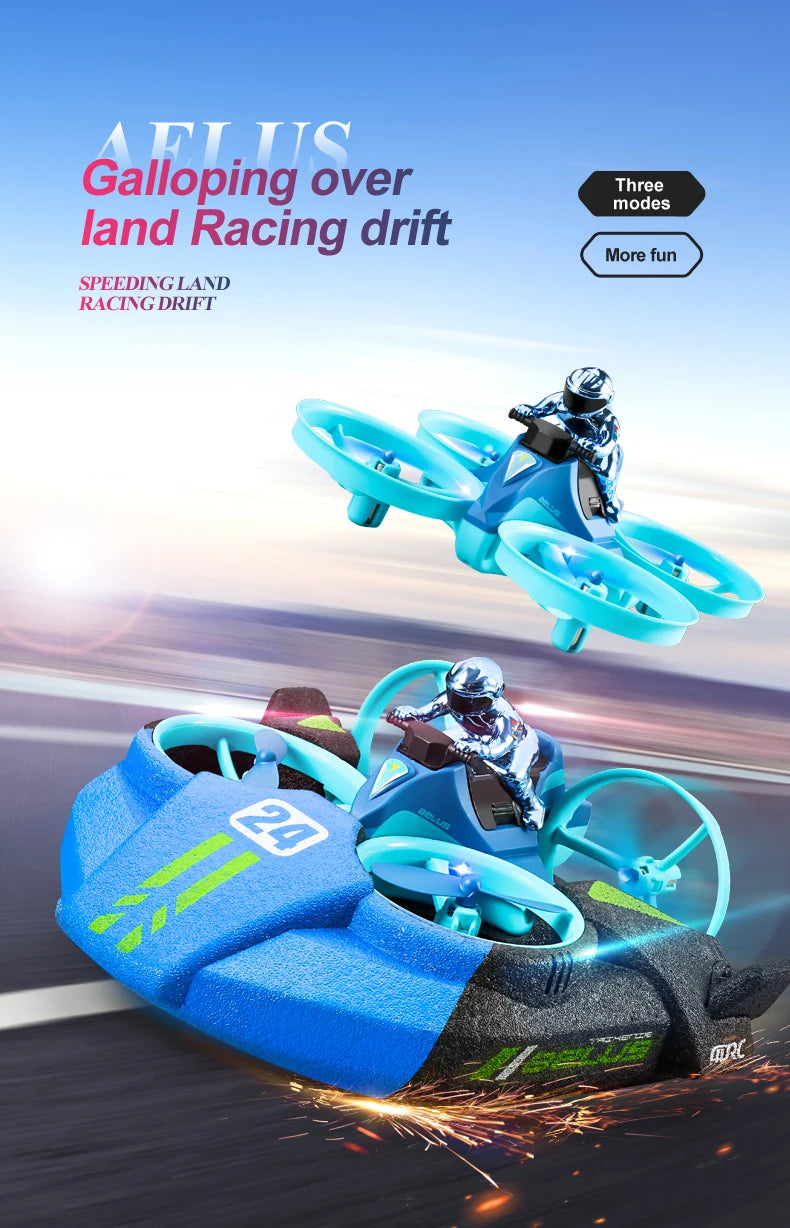 4DRC Mini RC Drone Altitude Hold Headless Mode 3 in 1 Sea Land Air Flight 2.4G Remote Control Quadcopter Boat RC Helicopter Toys by Tech-Home Store