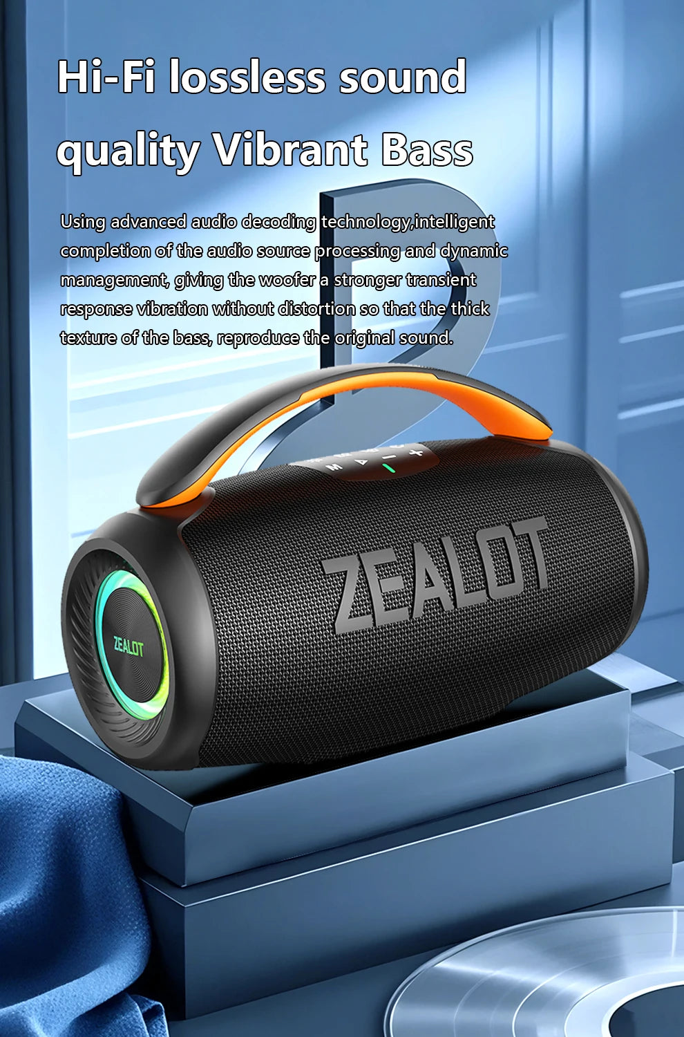 ZEALOT-P11 Bluetooth Speaker 50W Wireless Party Speaker with Bluetooth 5.4 Stereo Sound Comfortable handle Controllable Lightin Portable For Outdoors Long Battery Life by Tech-Home Store