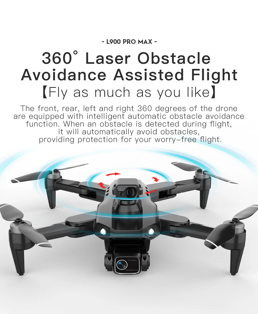 L900 PRO MAX 360 Degree Obstacle Avoidance GPS Drone - Dual 4K Cameras, 5G WiFi FPV, Foldable RC Quadcopter by Tech-Home Store