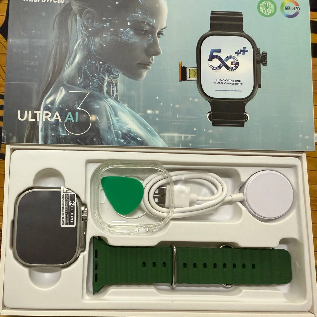 Microwear Ai3 Ultra Smartwatch 5G - 180 Degree Rotating Camera, 2.2 Inch AMOLED HD Display, GPS WiFi by Tech-Home Store