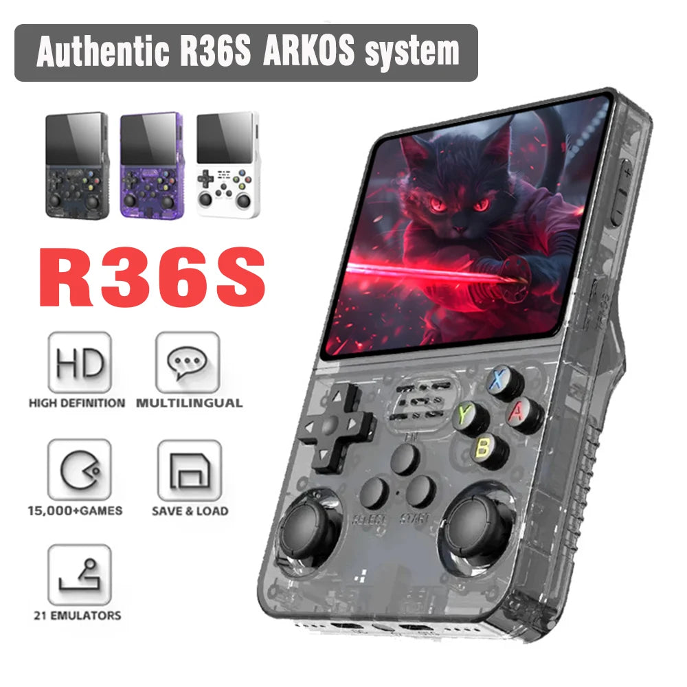 ARKOS R36S Retro Handheld Game Console Linux System 3.5-inch IPS Screen Video Player 64GB/128GB Portable Handheld Game Console by Tech-Home Store