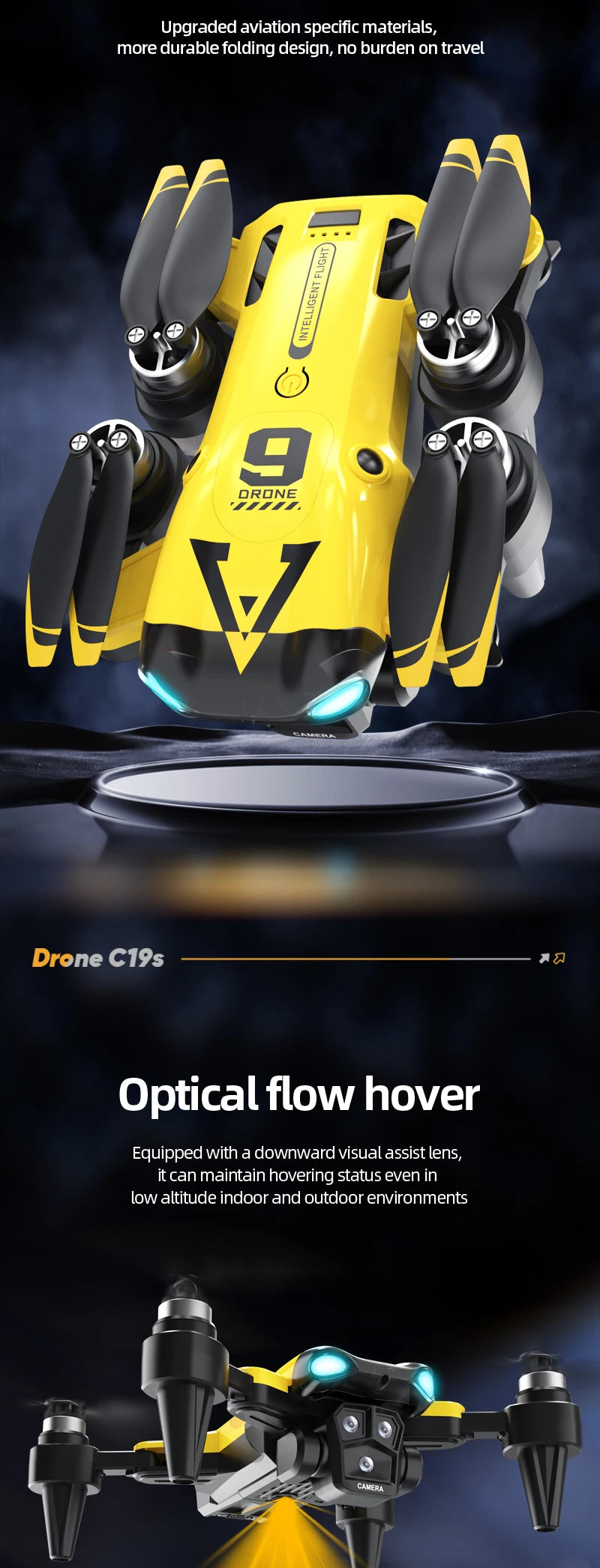 New B9 Pro RC Drone 4K 1080P Wide Angle Dual HD Camera Foldable Quadcopter WiFi FPV Altitude Hold， Long Endurance Drone - Equipped With Optical Flow Positioning And Dual High-definition Cameras, It Is The Perfect Gift For A by Tech-Home Store