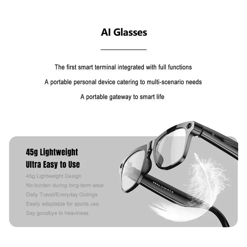 NovaTech VisionGlass 4K AI Smart Glasses - 800W Pixel Camera and Real Time Translation in 75 Languages by Tech-Home Store