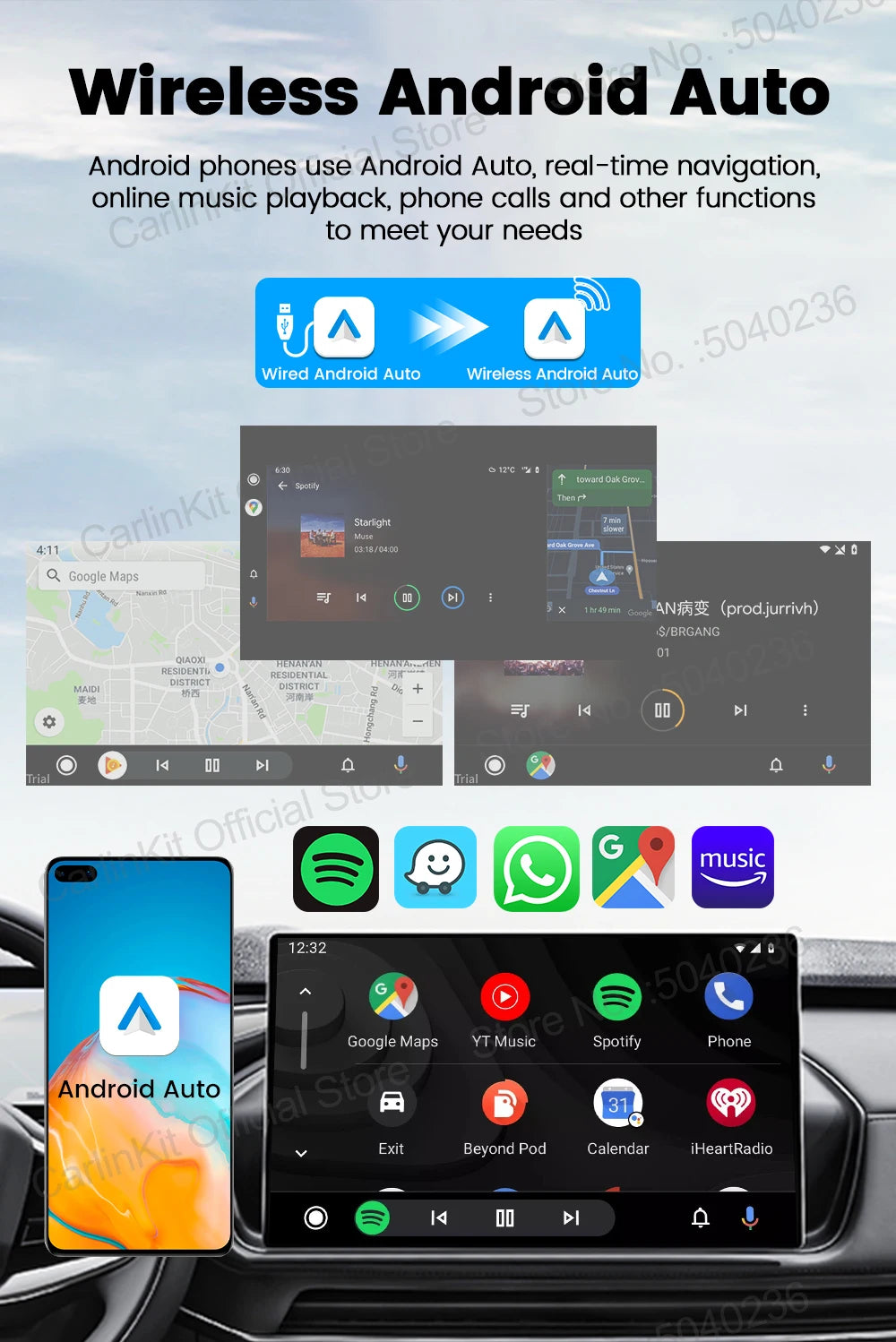 CarlinKit 5.0 Mini Ultra Wireless Adapter Wireless CarPlay Android Auto For OEM Car Plug and Play WiFi Bluetooth Auto Connection by Tech-Home Store