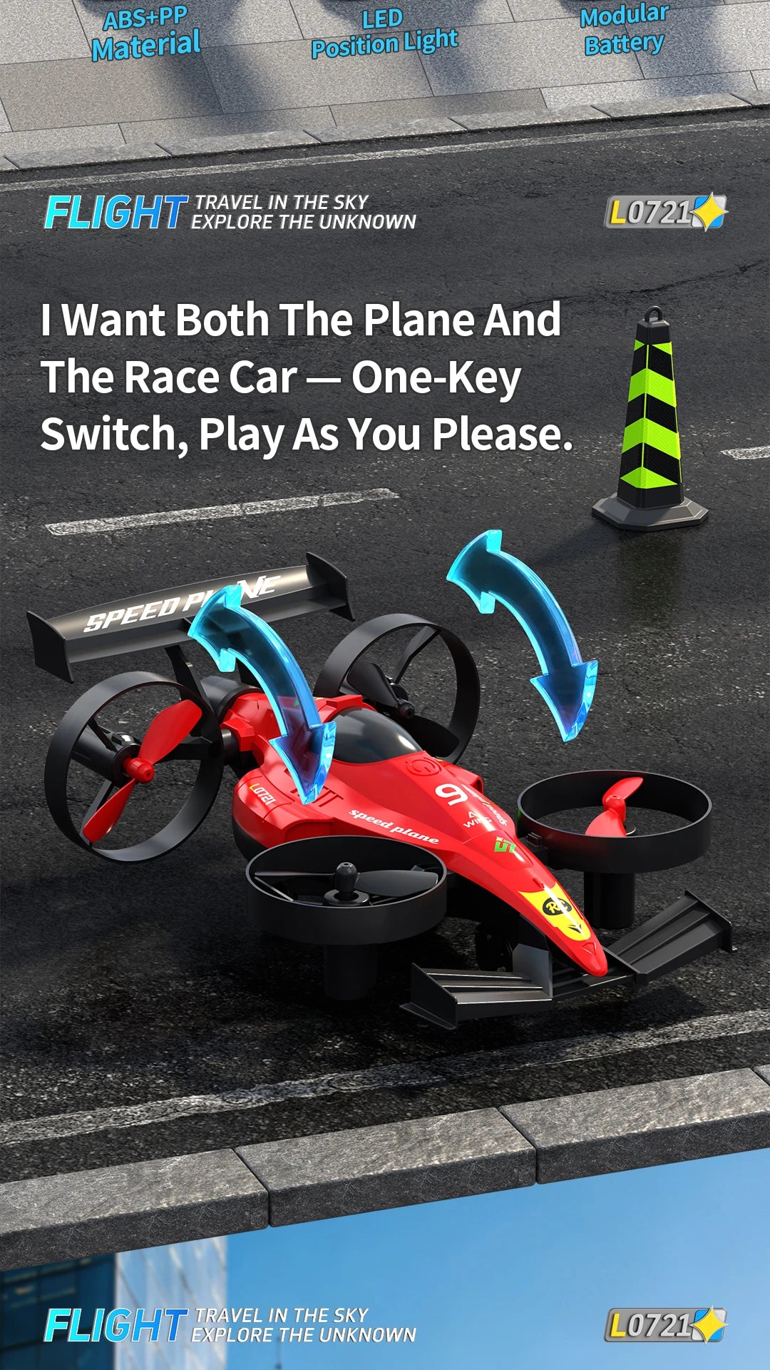 2-in-1 Land-Air Dual Dual RC Quadcopter & RC Drift Car 2.4G Remote Control Airplane One-Key Roll 360° Flips Electric RC Toys by Tech-Home Store