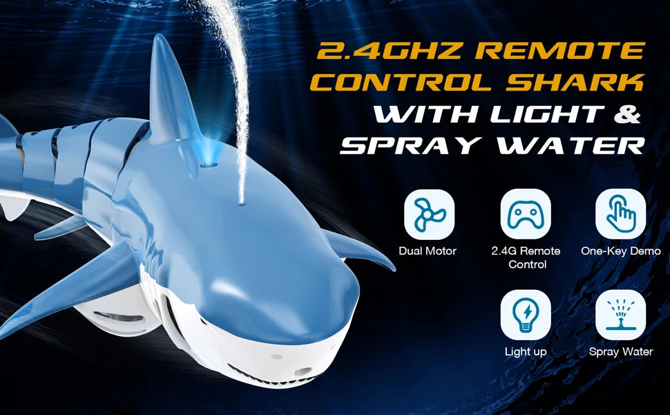 Smart Rc Shark whale Spray Water Toy Remote Controlled Boat ship Submarine Robots Fish Electric Toys for Kids Boys baby Children by Tech-Home Store