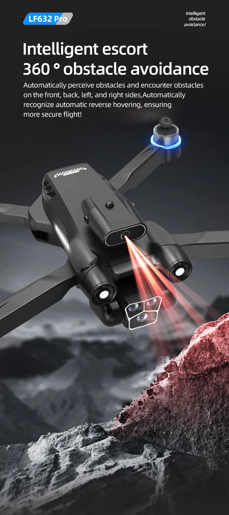 LF632 5G RC Drone Brushless Intelligent HD Dual Camera WIFI FPV Optical Flow Obstacle Avoidance Foldable Quadcopter Model Toys by Tech-Home Store