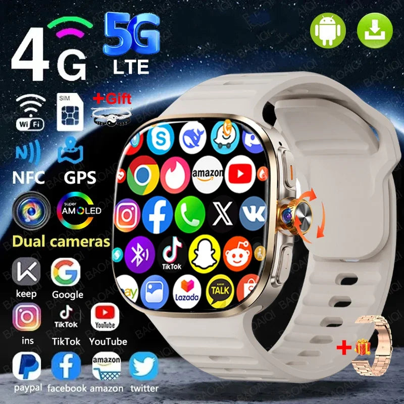 5G/4G Full Network Smart Watch 720*720 AMOLED Screen Video Call 16GB+256GB RAM 2100 MAH Battery Google Play WIFI GPS Smartwatch by Tech-Home Store