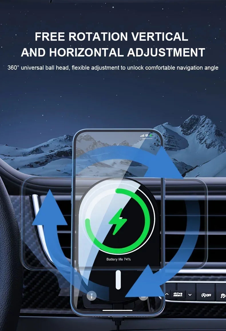 MagGrip Car Wireless Charger Holder For MagSafe iPhone 12 13 14 15 16 17 Pro Max On Air Vent - 15W Fast Charging by Tech-Home Store