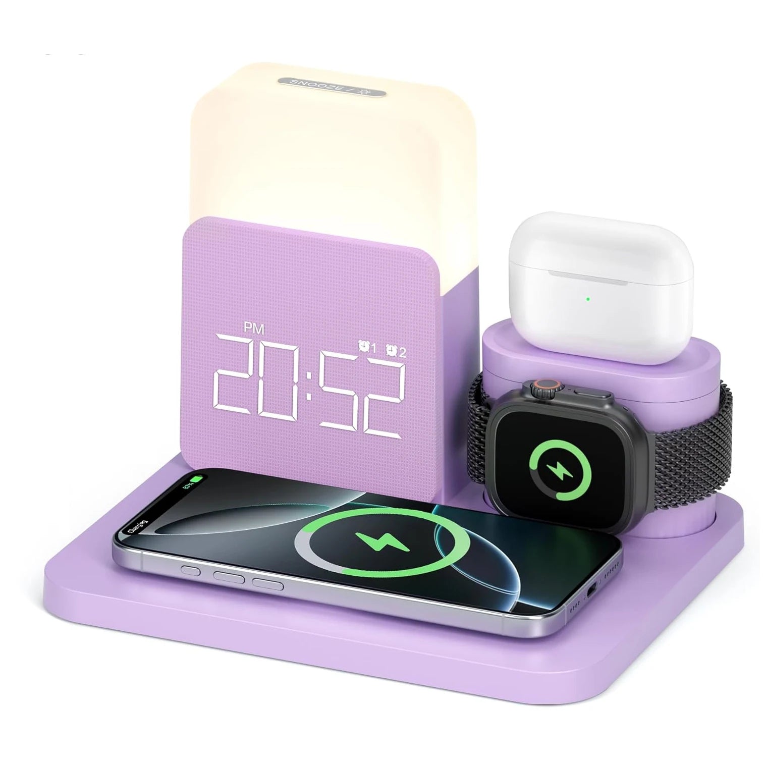 NovaCharge 7 In 1 MagSafe Alarm Clock Charger Wireless Station - Night Light Display With USB-C Quick Charge by Tech-Home Store