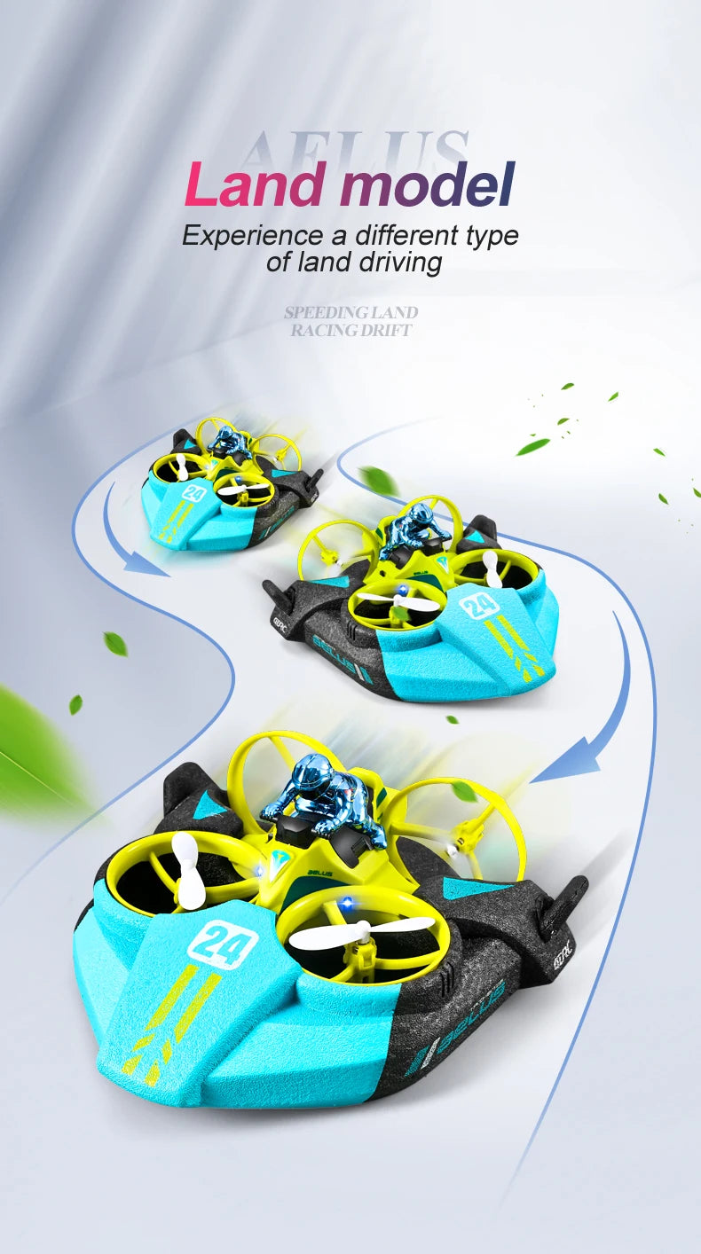 4DRC Mini RC Drone Altitude Hold Headless Mode 3 in 1 Sea Land Air Flight 2.4G Remote Control Quadcopter Boat RC Helicopter Toys by Tech-Home Store
