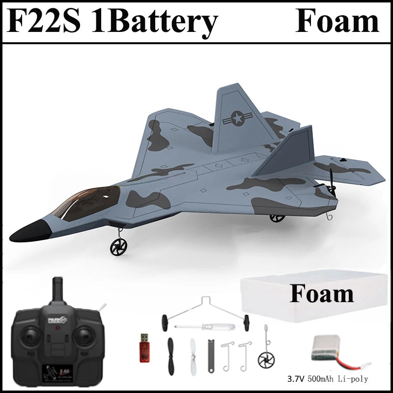 2024 New F22S 2.4G 4CH 3D6G RC Airplane Raptor F22 Warplane WLtoys A180 Upgrade Version LED Light With Gyroscope Out Door Toys by Tech-Home Store